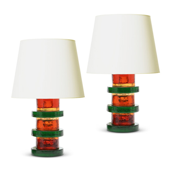 BAC_Kosta_petite_table_lamps_green_orange_glass_1