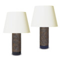 BAC_Selsbo_PAIR_table_lamps_carved_metallic_brown_blue_1 thumbnail