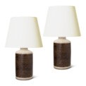 Soholm_PAIR_table_lamps_rustic_canister_form_brown_ivory_1 thumbnail