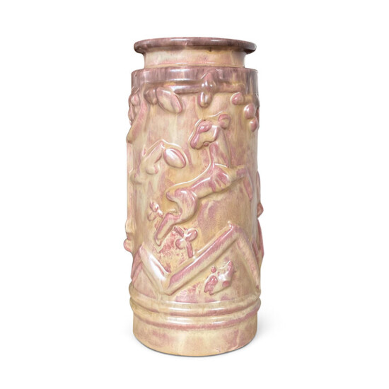 BAC_Ekeby_vase_cylindrical_sporting_reliefs_rose_ochre_3