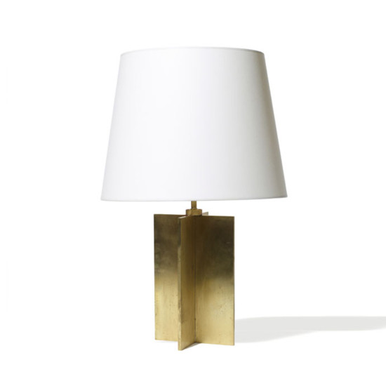 Frank JM Pair crosspiece table lamps in brass_2