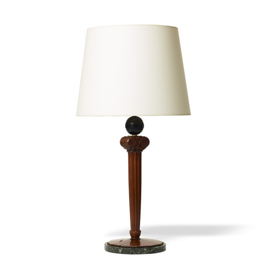 Rohde_J_table_lamp_tapering _column_archaic_voluted_capital_mahogany_1
