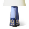 BAC_Jonson_S_PAIR_table_lamps_tall_blue_obelisks_silver_lotus_ornaments_3 thumbnail
