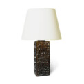 BAC_Tranas_Stilarmatur_PAIR_table_lamps_square_canisters_reliefs_smoky_olive_glass_3 thumbnail