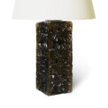BAC_Tranas_Stilarmatur_PAIR_table_lamps_square_canisters_reliefs_smoky_olive_glass_4 thumbnail
