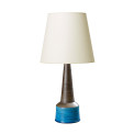 BAC_Kahler_N_table_lamp_low_drum_conical_neck_chevrons_azure_brown_1 thumbnail