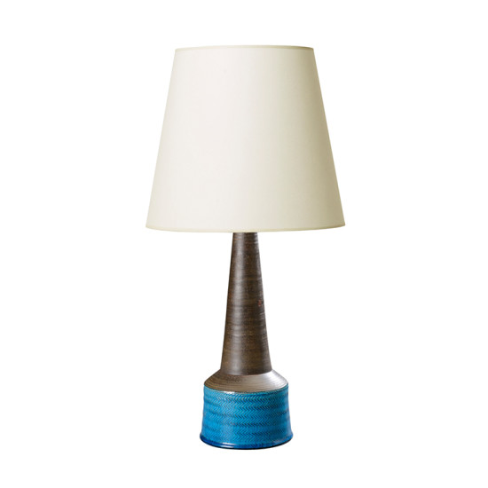 BAC_Kahler_N_table_lamp_low_drum_conical_neck_chevrons_azure_brown_1