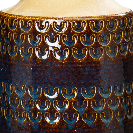 BAC_Soholm_table_lamp_pedestal_blue_brown_impressed_patterning_2