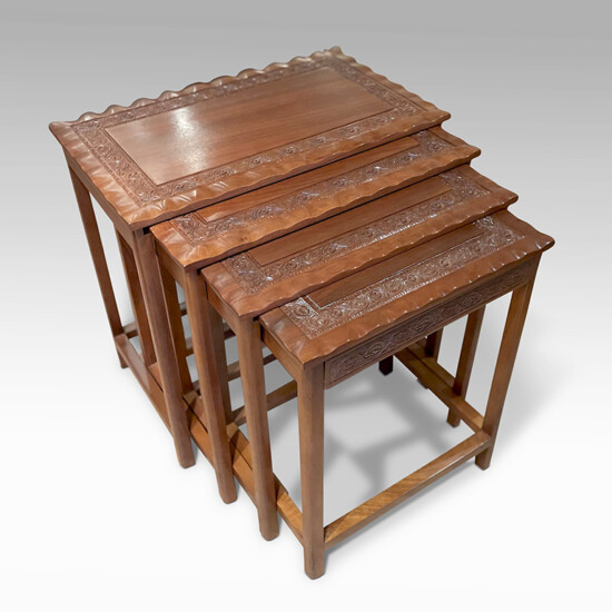 BAC_Swedish_quartet_nesting_tables_mahogany_carved_details_1