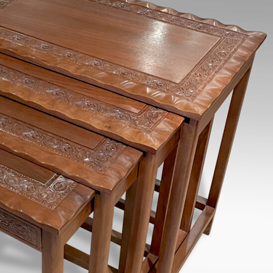 BAC_Swedish_quartet_nesting_tables_mahogany_carved_details_2