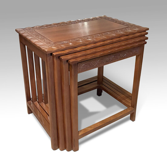 BAC_Swedish_quartet_nesting_tables_mahogany_carved_details_3