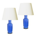BAC_Danish_pair_lamps_tall_vase_forms_neon_blue_1 thumbnail