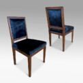 BAC COMTE pair Louis XVI side chairs teak hide 1 thumbnail
