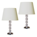 BAC_Orrefors_pair_lamps_steel_bubly_glass_coins_1 thumbnail