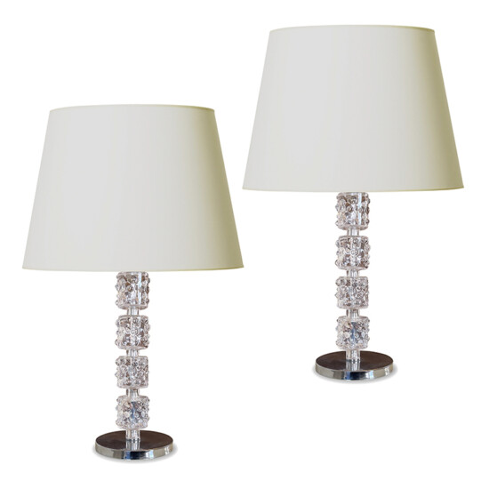 BAC_Orrefors_pair_lamps_steel_bubly_glass_coins_1