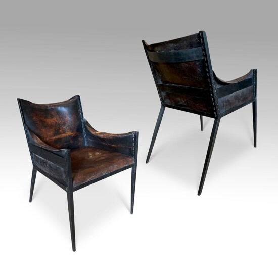 BAC JMF armchair pair leather iron BOTH