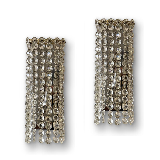 BAC_Orrefors pair sconces hanging crystals 1