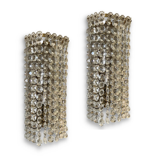 BAC_Orrefors pair sconces hanging crystals 3